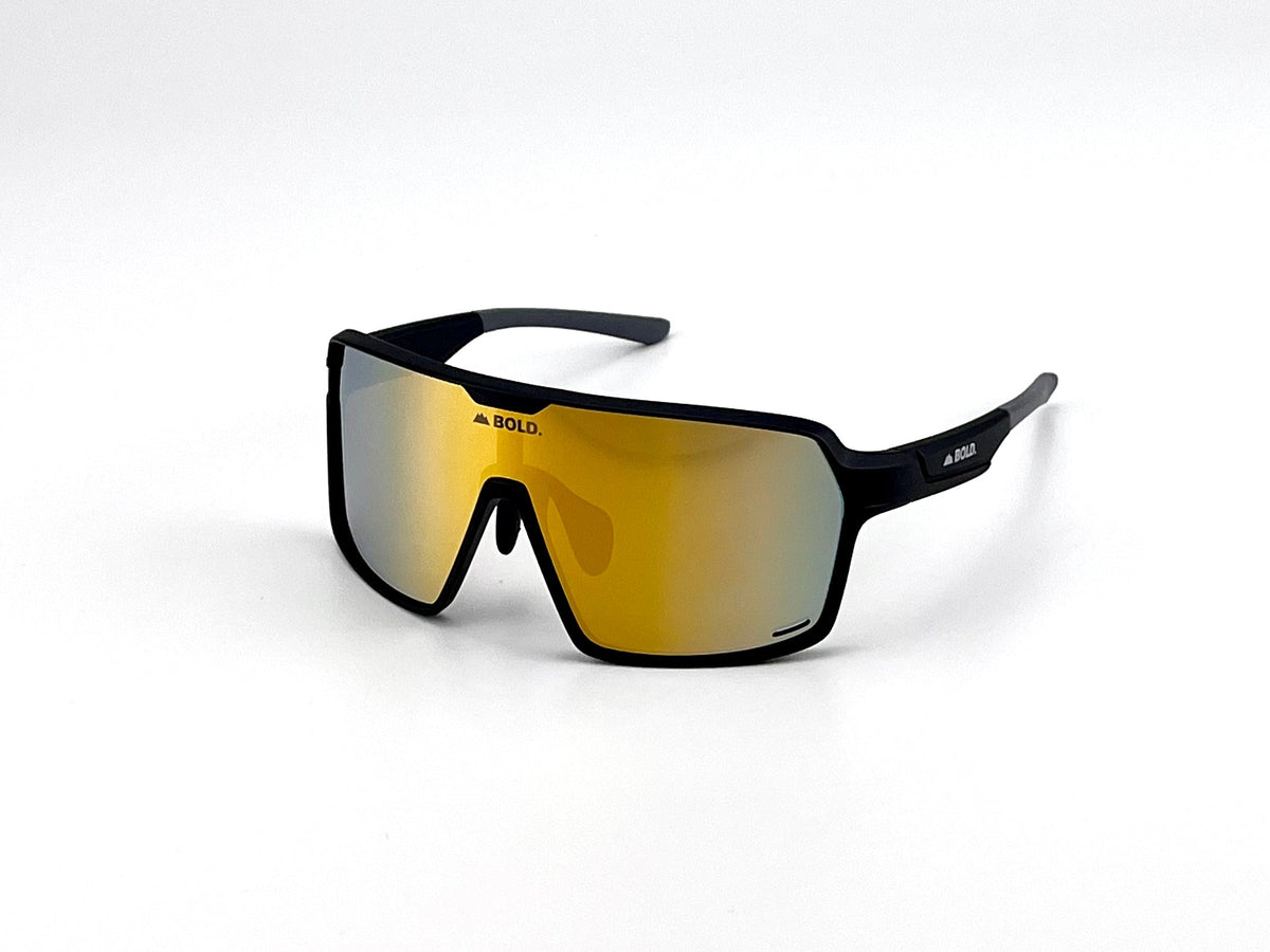 BOLD Shadows wrap sunglasses in gold, view 1