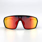 BOLD NSP low-profile sunglasses in red and black, view 2