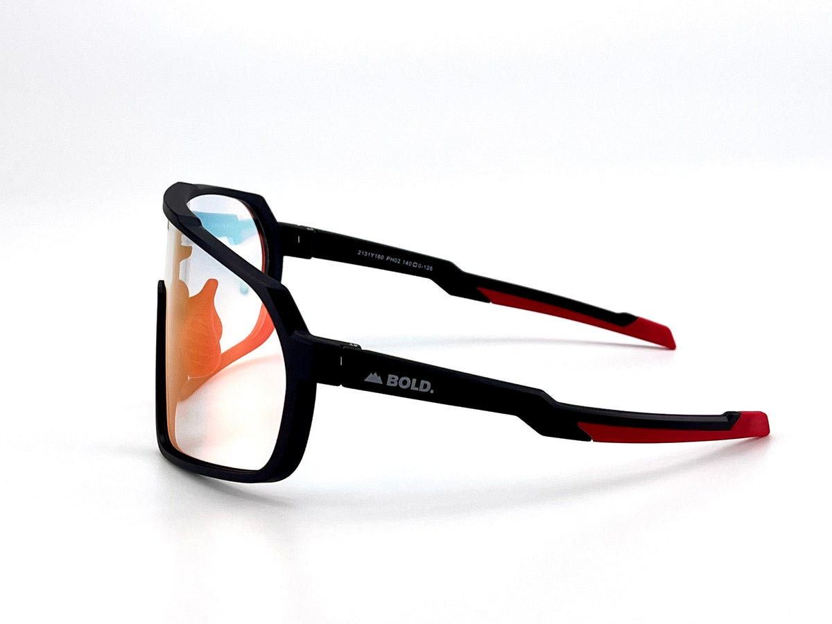 BOLD Slayers oversized photochromic sunglasses in red and black, view 5