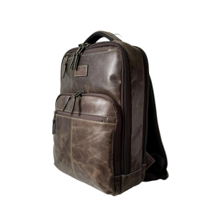Crazy Horse Leather 16 Inch Laptop Backpack, Brown