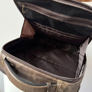 Miami Leathers Crazy Horse leather 16 inch laptop backpack, brown, image 2 of 10