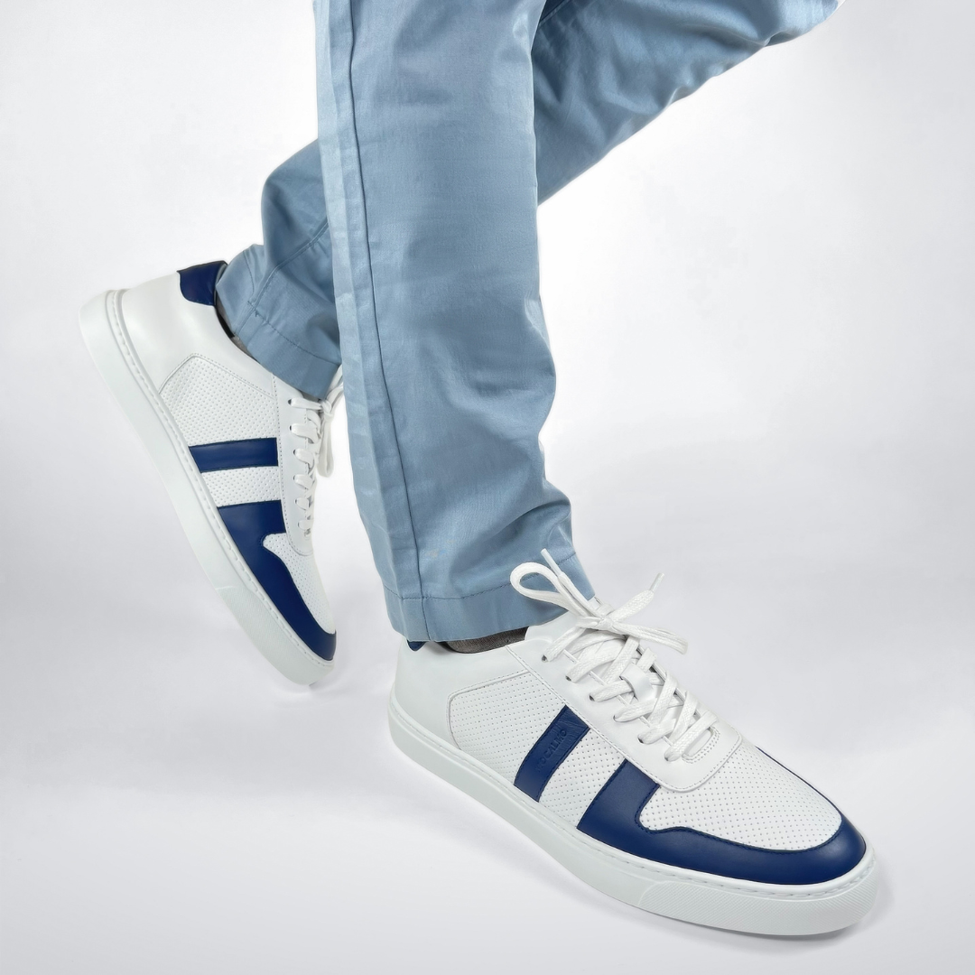 MOCALMO Men's Otello Leather Sneaker in Blue, view 2