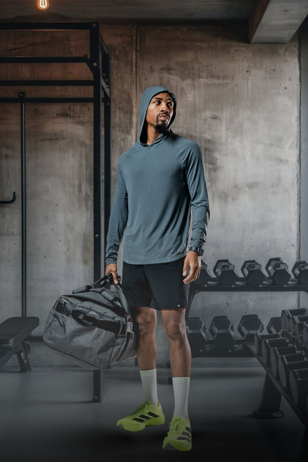 Varlo Men's Terra Recovery Element Hoodie Shirt in Ash Gray, view 8