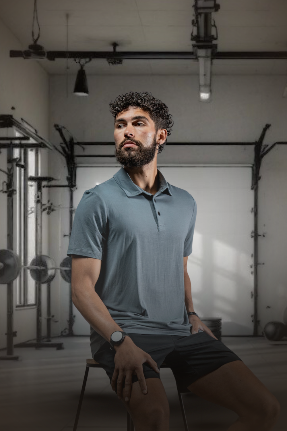 Varlo Men's Terra Recovery Polo in Ash Gray, view 4