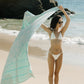 Ruby Mint Rothschild light blue and ivory cotton beach towel, image 6 of 6