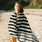 Ruby Mint Thayer black and white stripe cotton beach towel, image 3 of 6