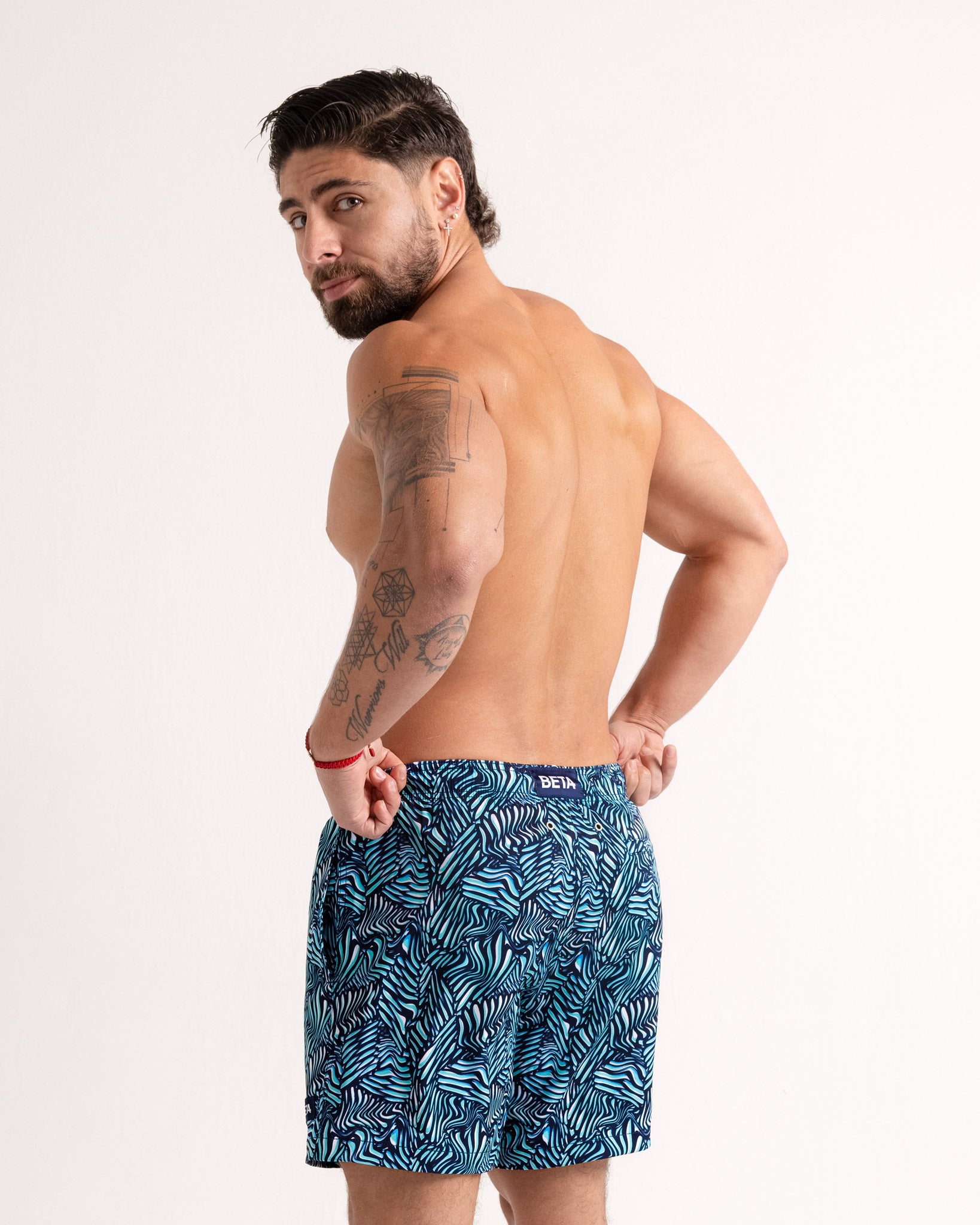 length:classic beta blue hybrid short studio back