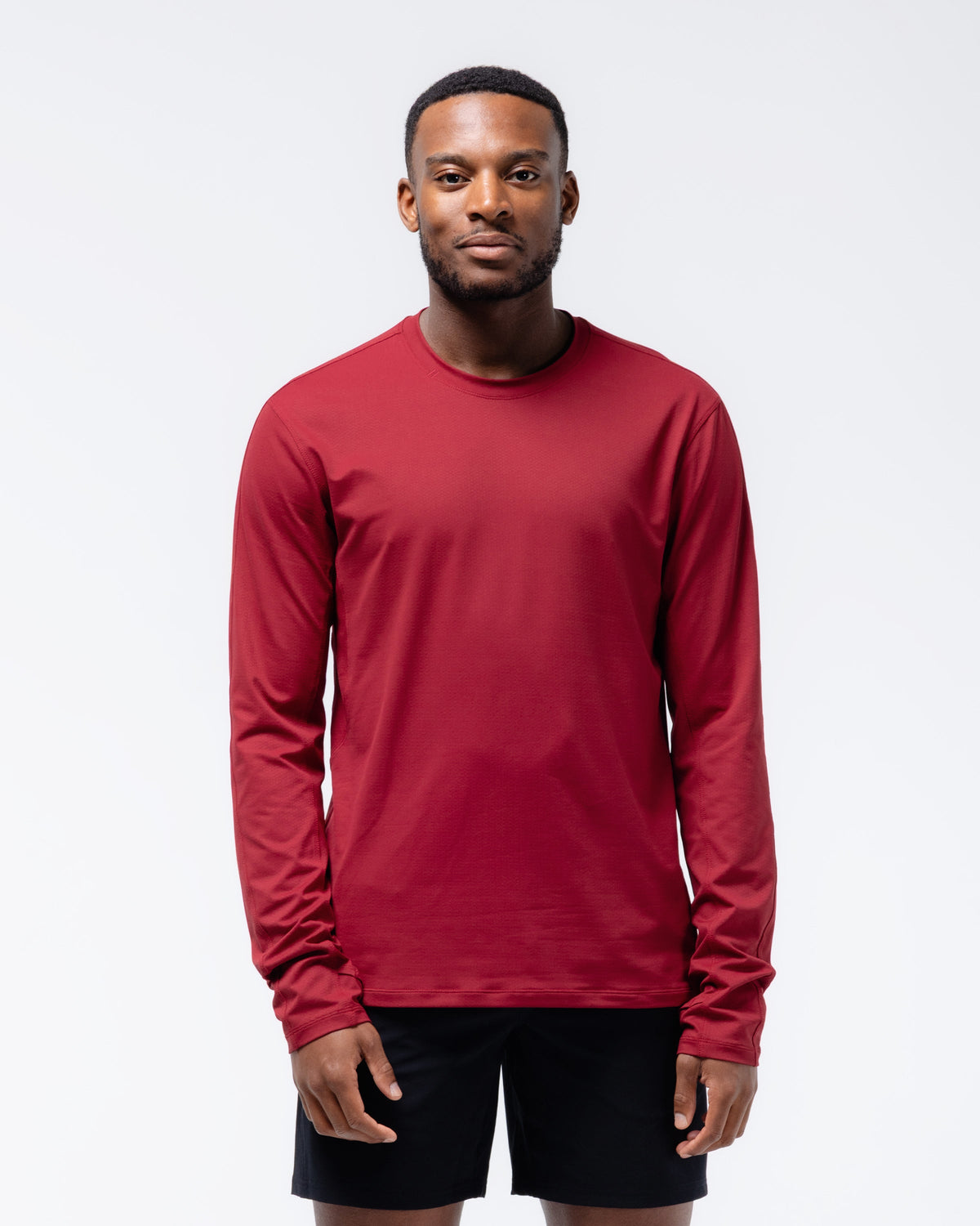 Black Crest Men's Rival Long Sleeve Training Tee in Deep Red