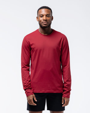 Black Crest Men's Rival Long Sleeve Training Tee in Deep Red