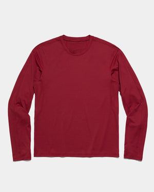 Black Crest Men's Rival Long Sleeve Training Tee in Deep Red, view 2