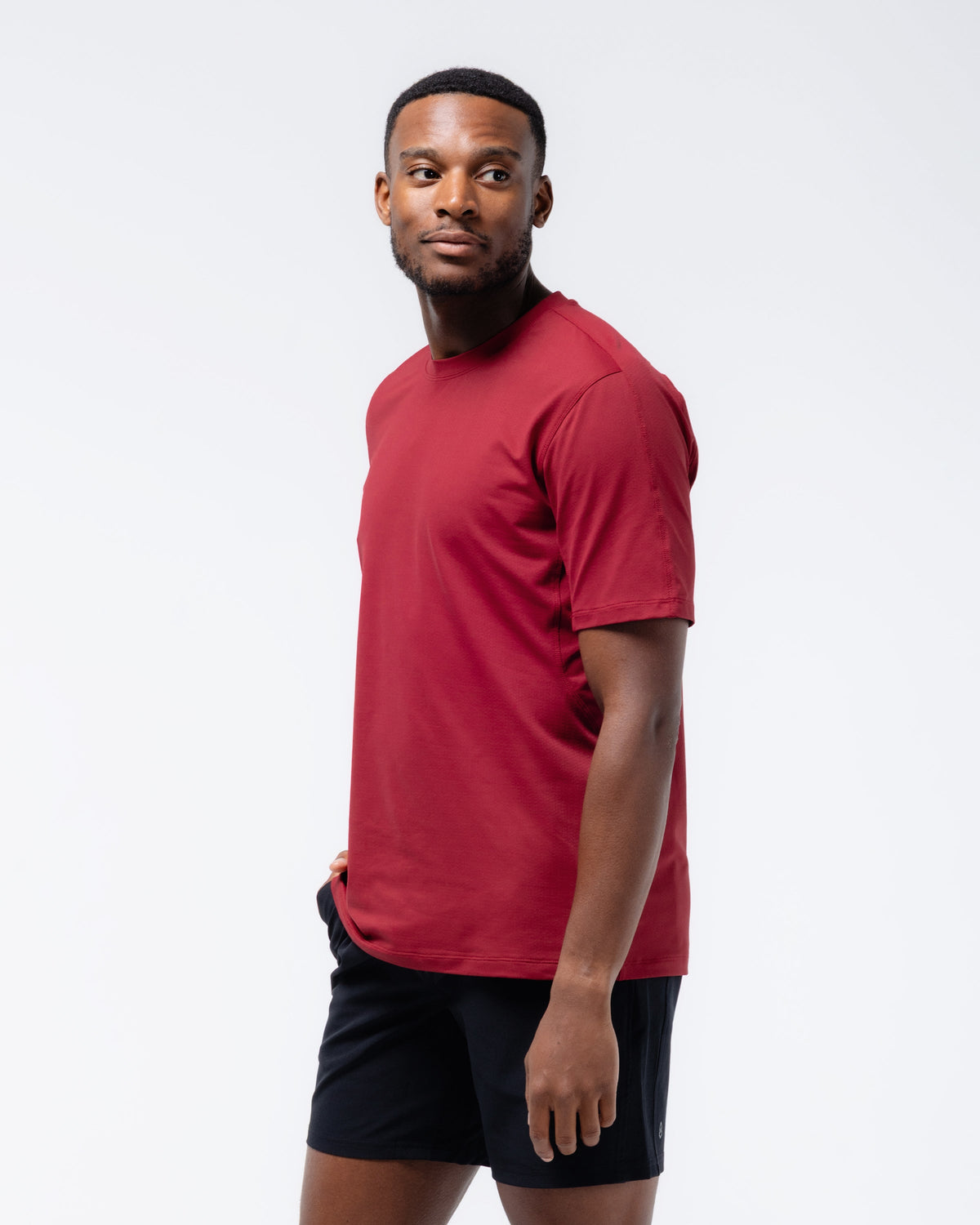 Black Crest Men's Rival Training Tee in Deep Red, view 3