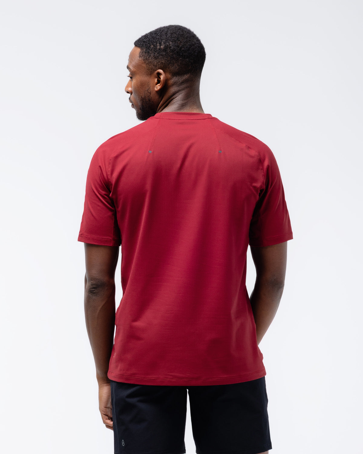 Black Crest Men's Rival Training Tee in Deep Red, view 4