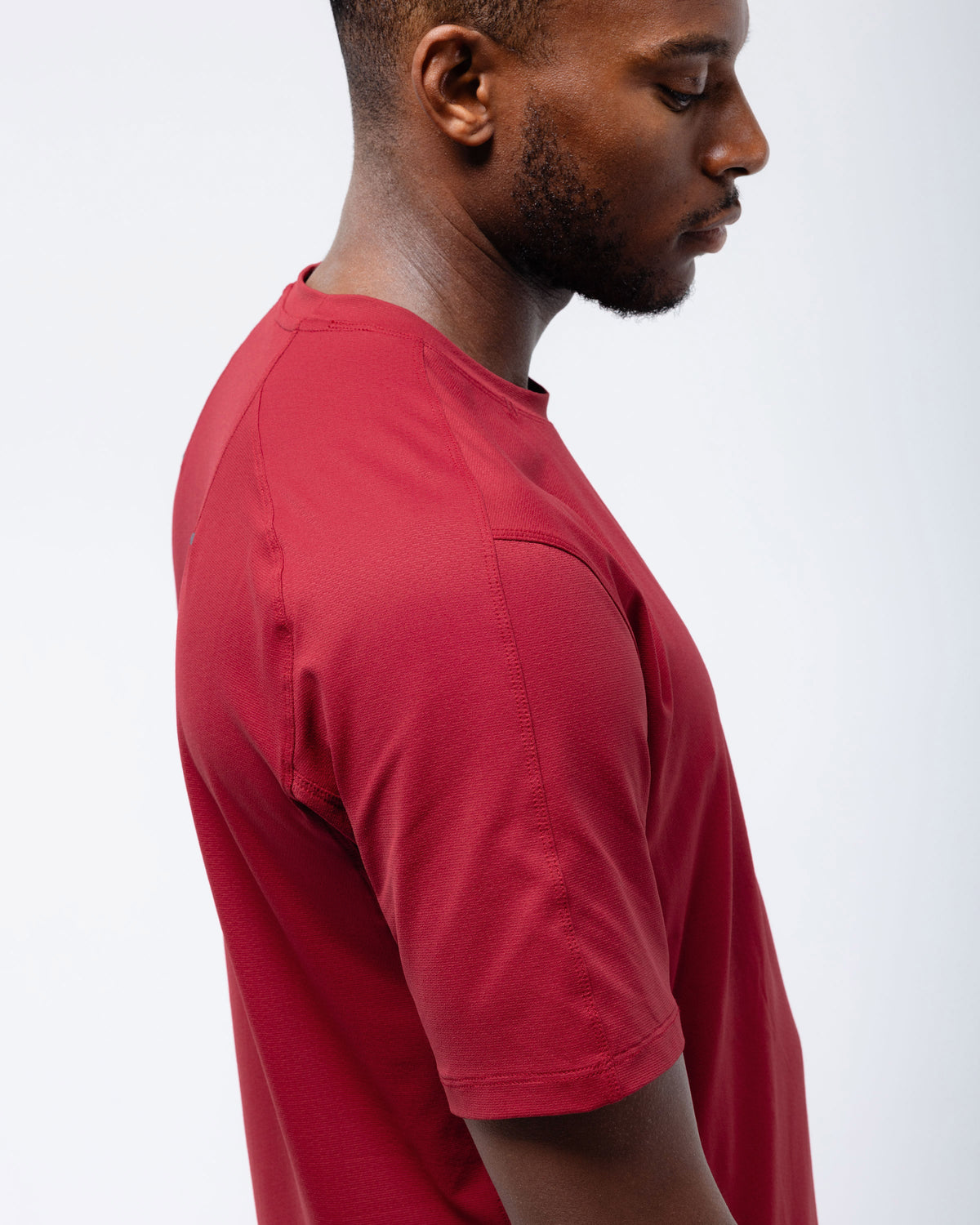 Black Crest Men's Rival Training Tee in Deep Red, view 6