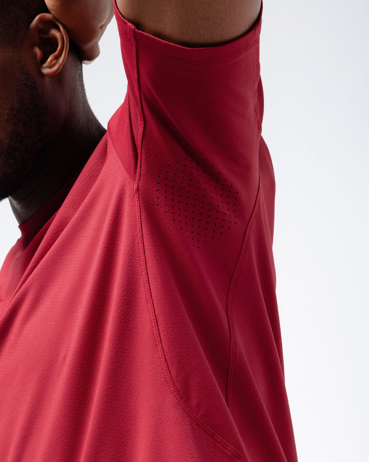 Black Crest Men's Rival Training Tee in Deep Red, view 7