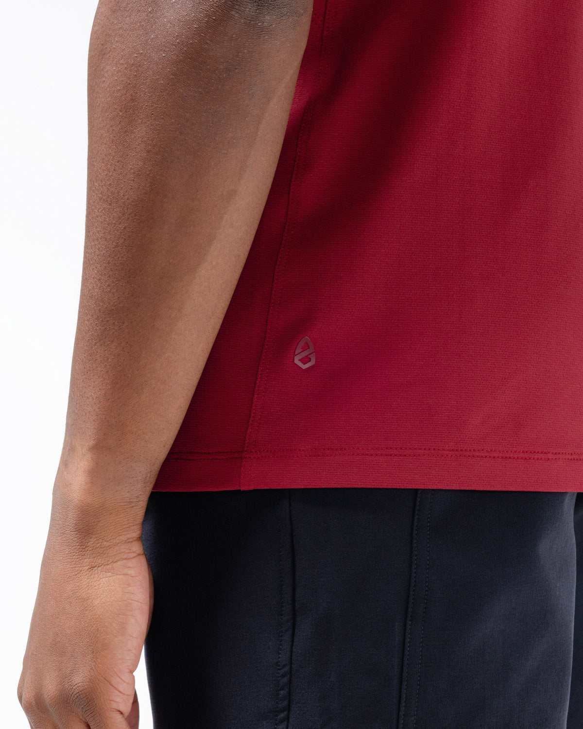 Black Crest Men's Rival Training Tee in Deep Red, view 8