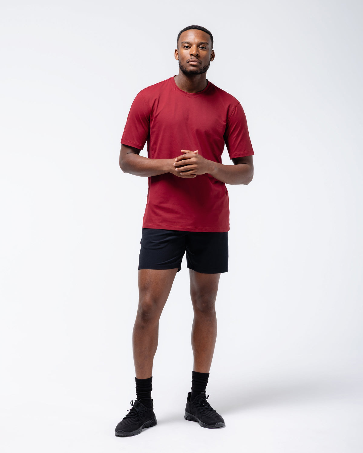 Black Crest Men's Rival Training Tee in Deep Red, view 9