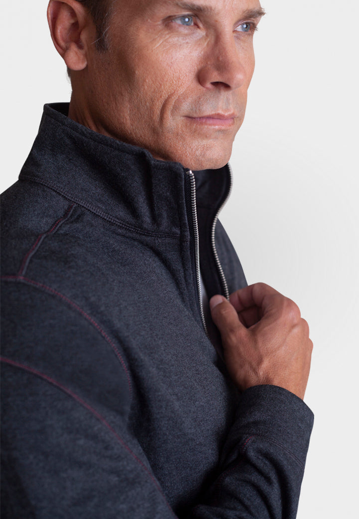 Buki Men's Breckenridge Full-Zip Sweatshirt in Charcoal Grey, view 3