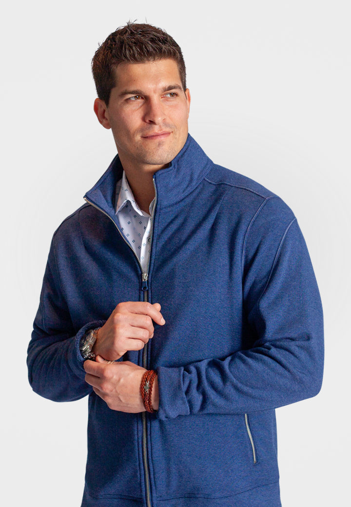 Buki Men's Breckenridge Full-Zip Sweatshirt in Tokyo Blue, view 3