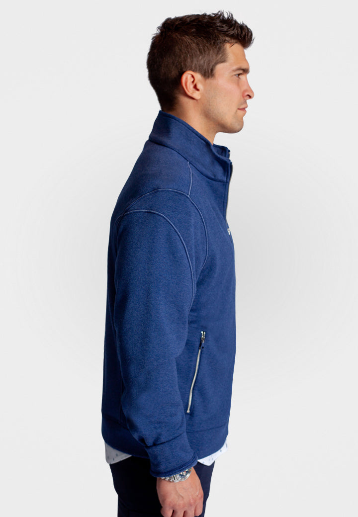 Buki Men's Breckenridge Full-Zip Sweatshirt in Tokyo Blue, view 4
