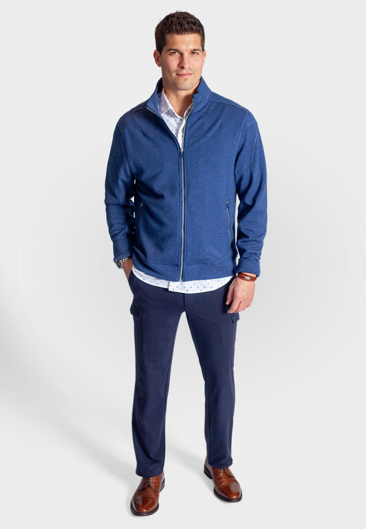Buki Men's Breckenridge Full-Zip Sweatshirt in Tokyo Blue, view 6