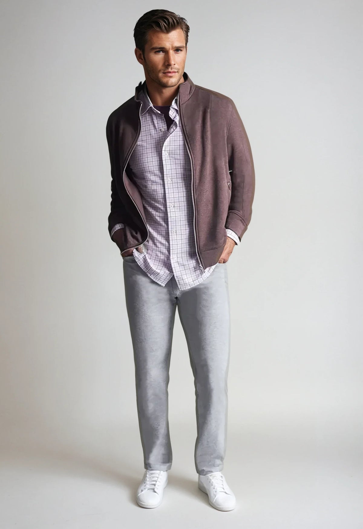 Buki Men's Breckenridge Full-Zip Sweatshirt in Espresso, view 5