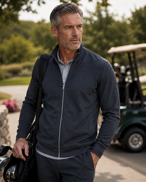 Buki Men's Breckenridge Full-Zip Sweatshirt in Charcoal Grey, view 2