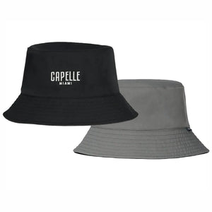 Black and Gray Reversible Bucket Hat, both sides shown, Capelle Miami