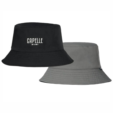 Black and Gray Reversible Bucket Hat, both sides shown, Capelle Miami