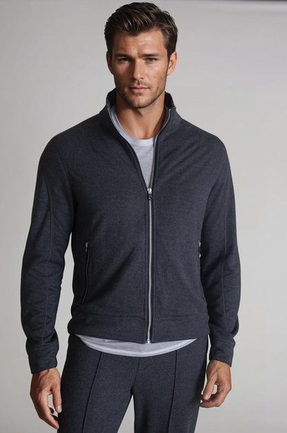 Buki Men's Breckenridge Full-Zip Sweatshirt in Charcoal Grey