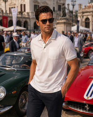 Buki Men's Pocket Polo in White, view 2
