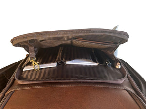 Miami Leathers Cambridge full grain leather 16 inch laptop backpack, brown, image 2 of 13