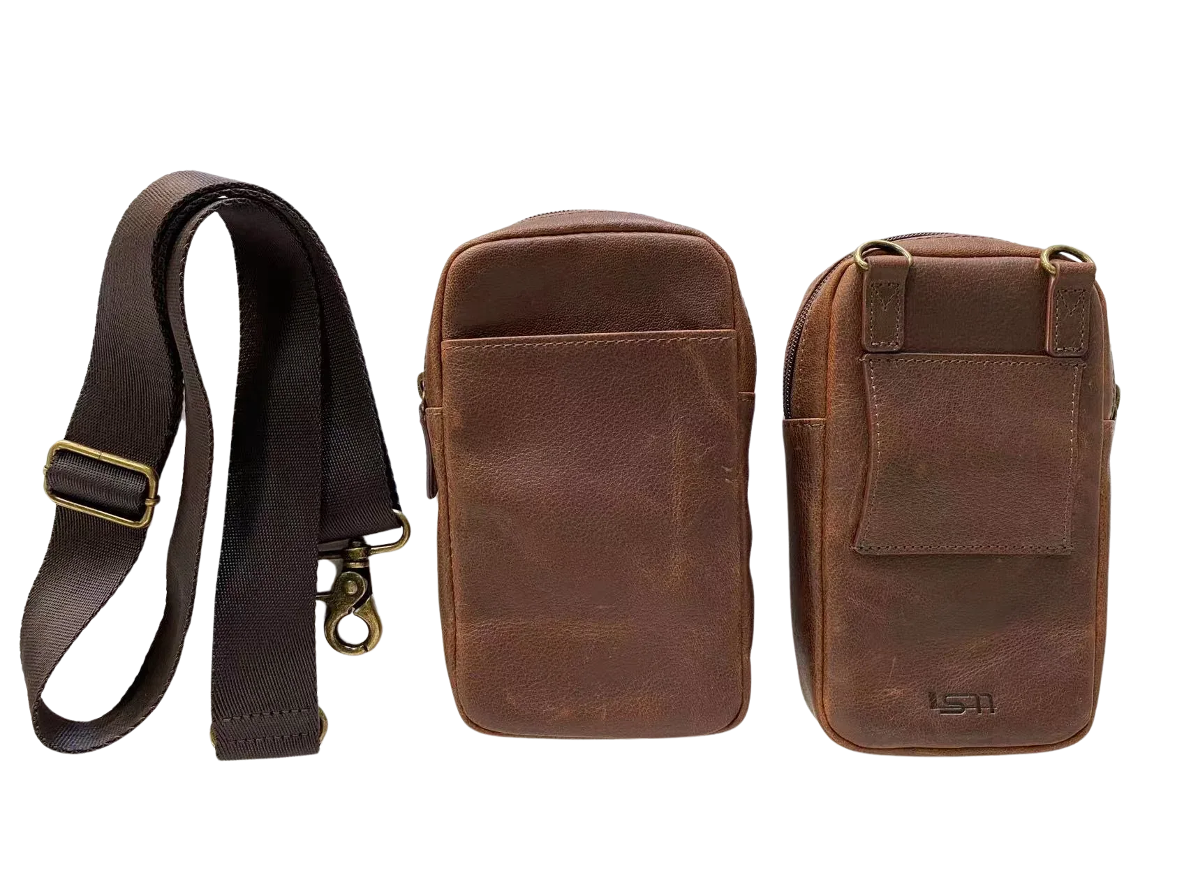 Miami Leathers Cambridge full grain leather crossbody phone pouch, image 3 of 6