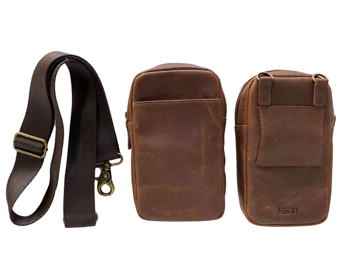 Miami Leathers Cambridge full grain leather crossbody phone pouch, image 3 of 6