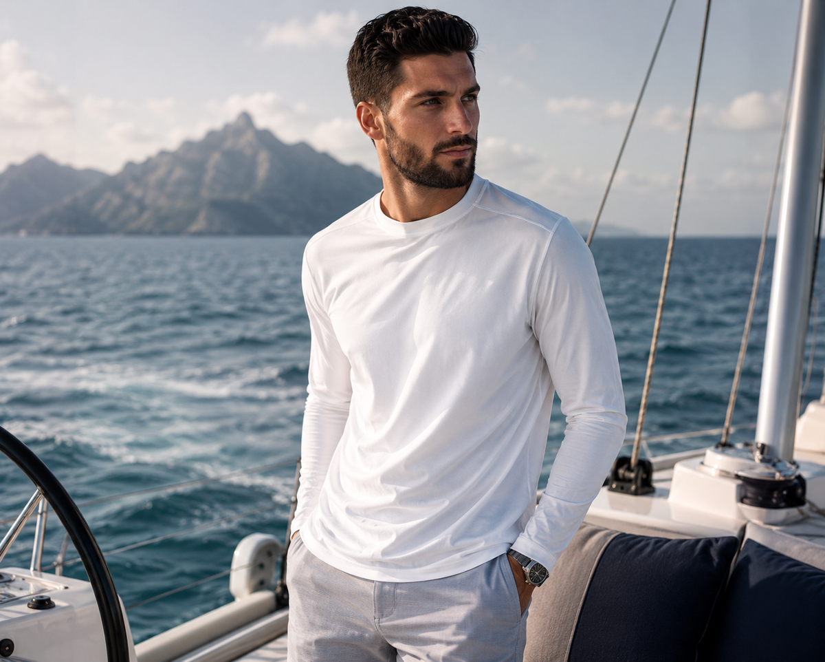 Buki CINQO men's long sleeve tech tee white, image 2 of 3