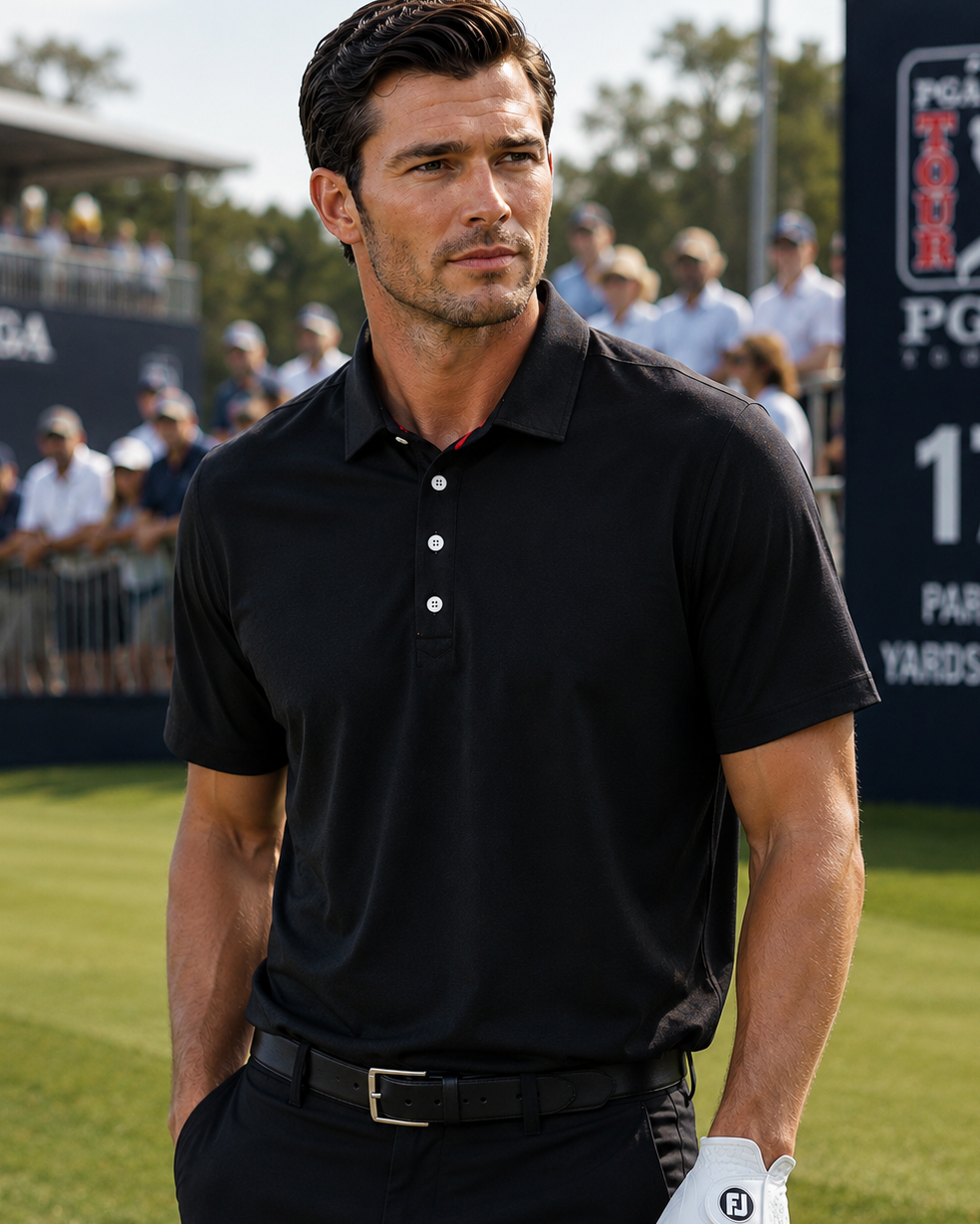 Buki CINQO men's tech polo black, image 2 of 5