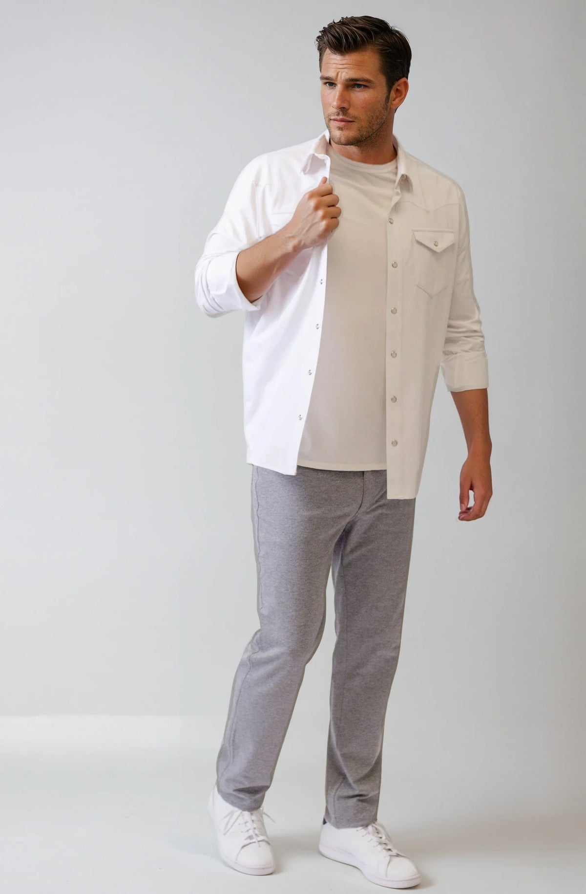 Buki CINQO Western Tech Shirt in White, view 3