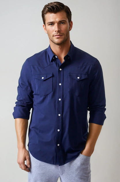 Buki CINQO Western Tech Shirt in Navy