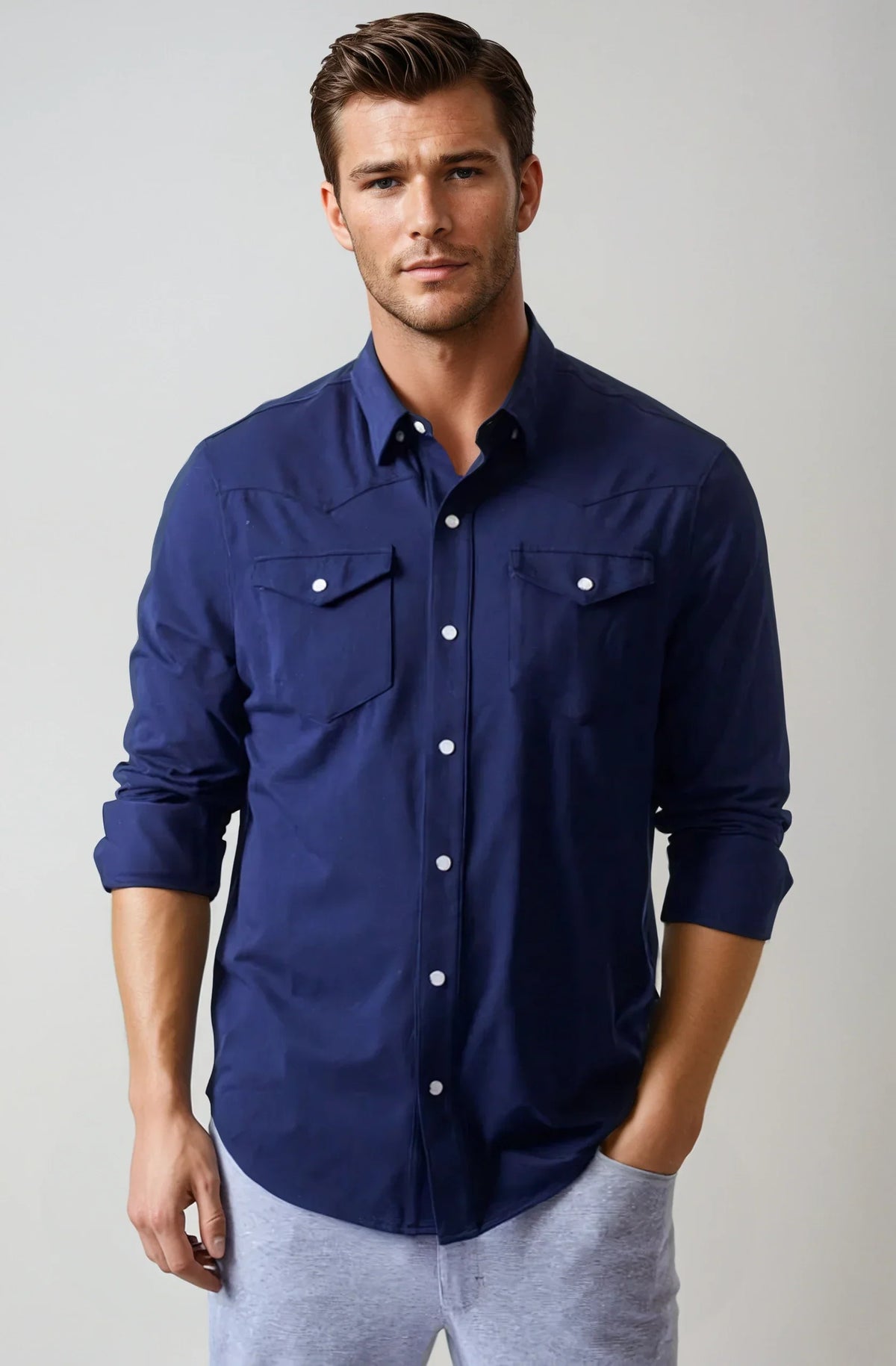 Buki CINQO Western Tech Shirt in Navy