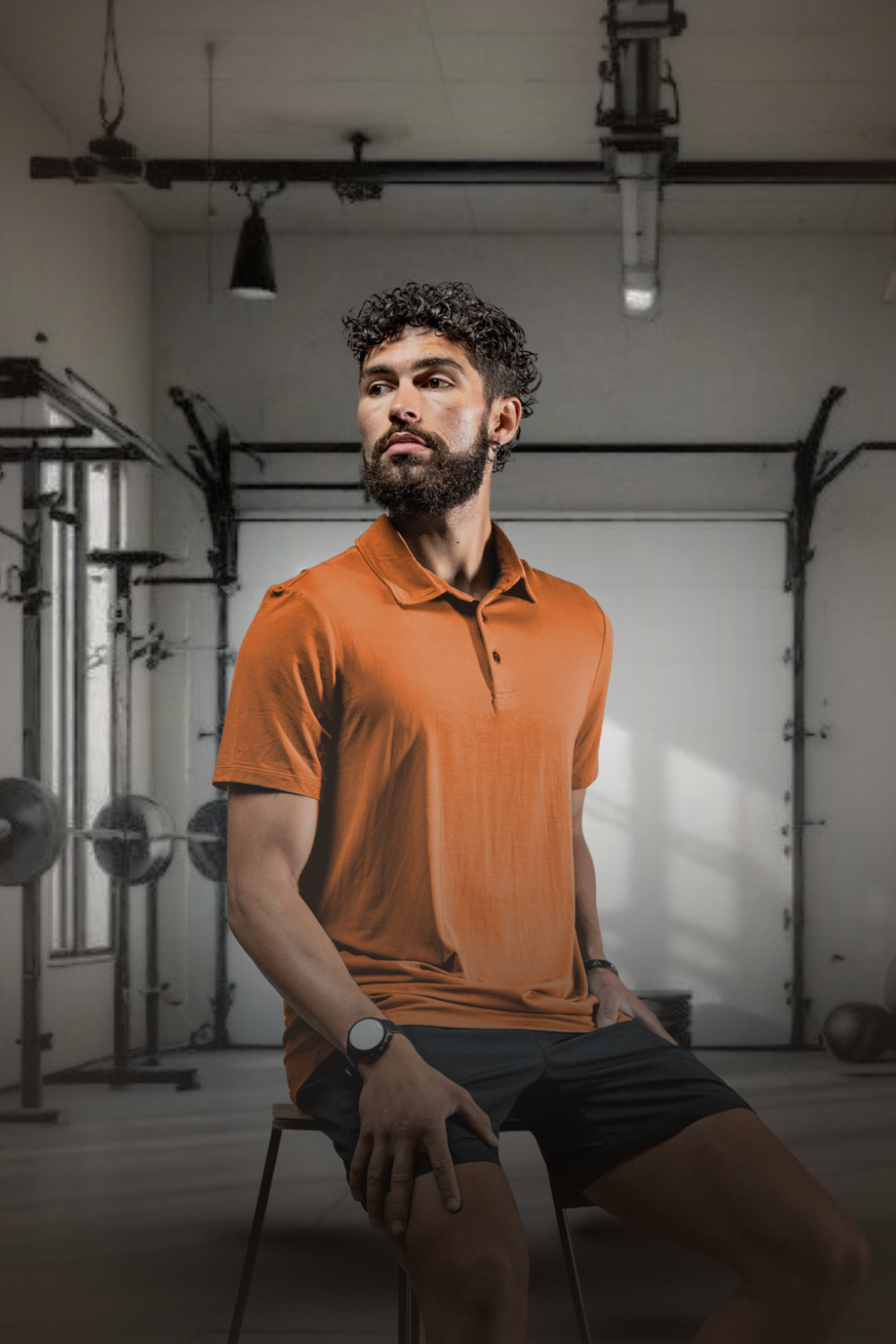Varlo Men's Terra Recovery Polo in Sunfire Clay, view 9