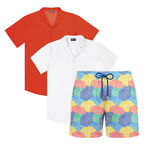 Coral Shore weekender set, Coral shirt with Bayside Coral hybrid swim shorts