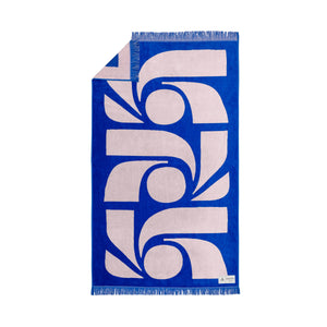 Ruby Mint Corfu blue and pink cotton beach towel, image 2 of 2
