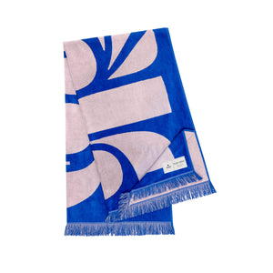 Ruby Mint Corfu blue and pink cotton beach towel, image 1 of 2