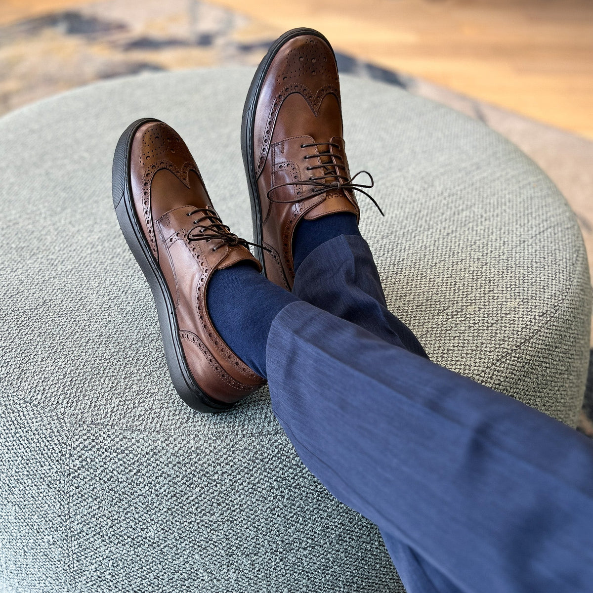 MOCALMO Men's Don Giovanni Wingtip Sneaker in Brown, view 2