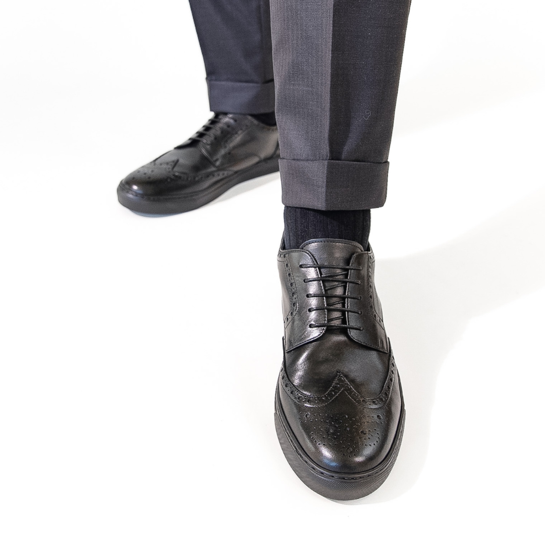MOCALMO Men's Don Giovanni Wingtip Sneaker in Black, view 5
