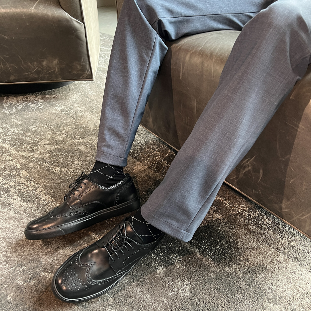 MOCALMO Men's Don Giovanni Wingtip Sneaker in Black, view 7