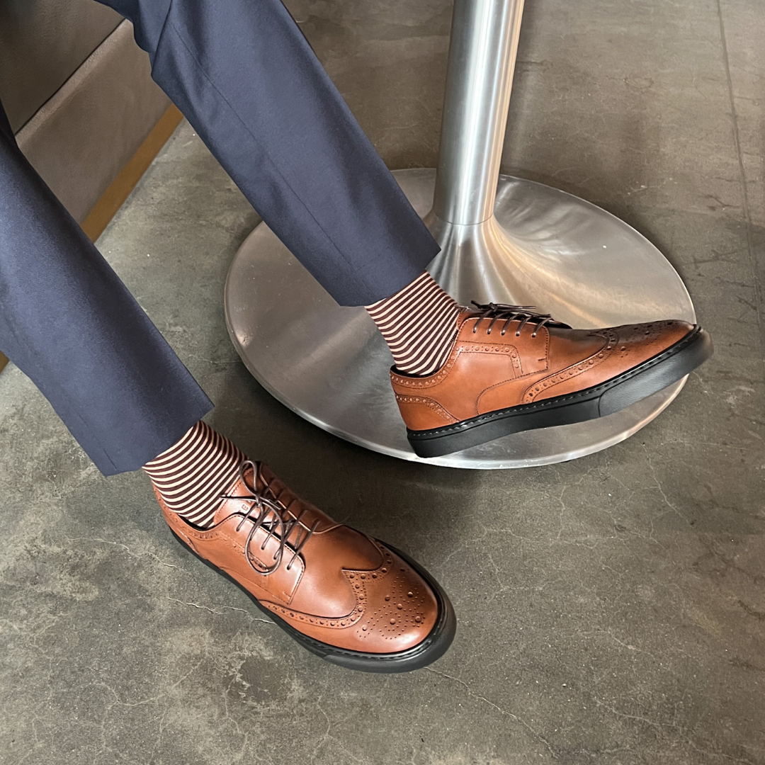 MOCALMO Men's Don Giovanni Wingtip Sneaker in Cognac, view 9