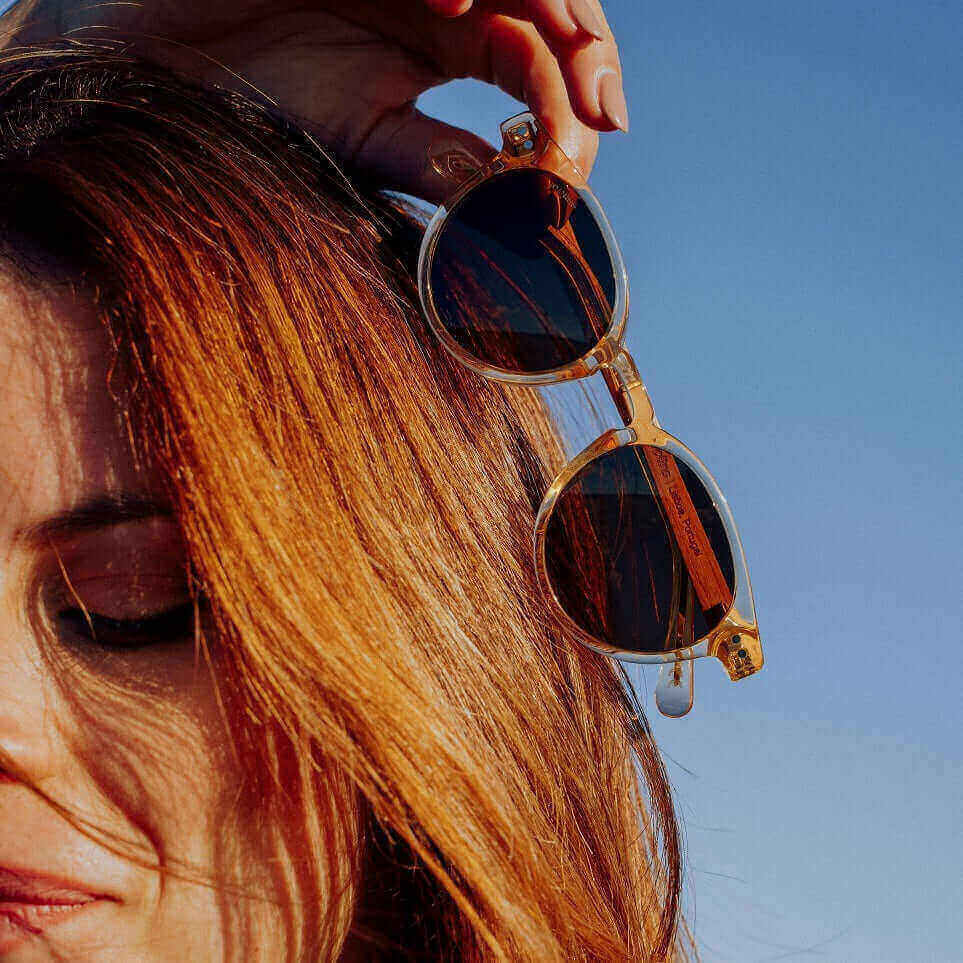 Ganges Polarized Round Wood and Bio Acetate Sunglasses