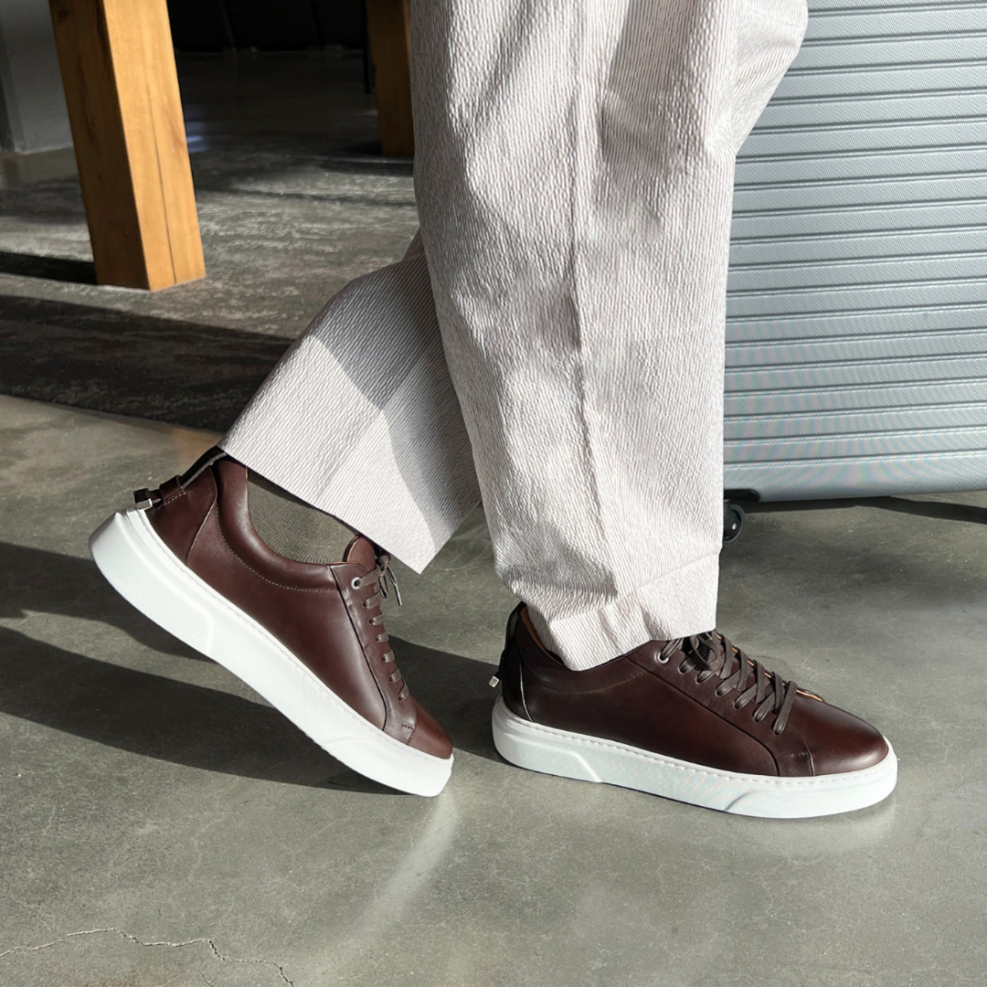 MOCALMO Men's Figaro Leather Sneaker in Espresso, view 2