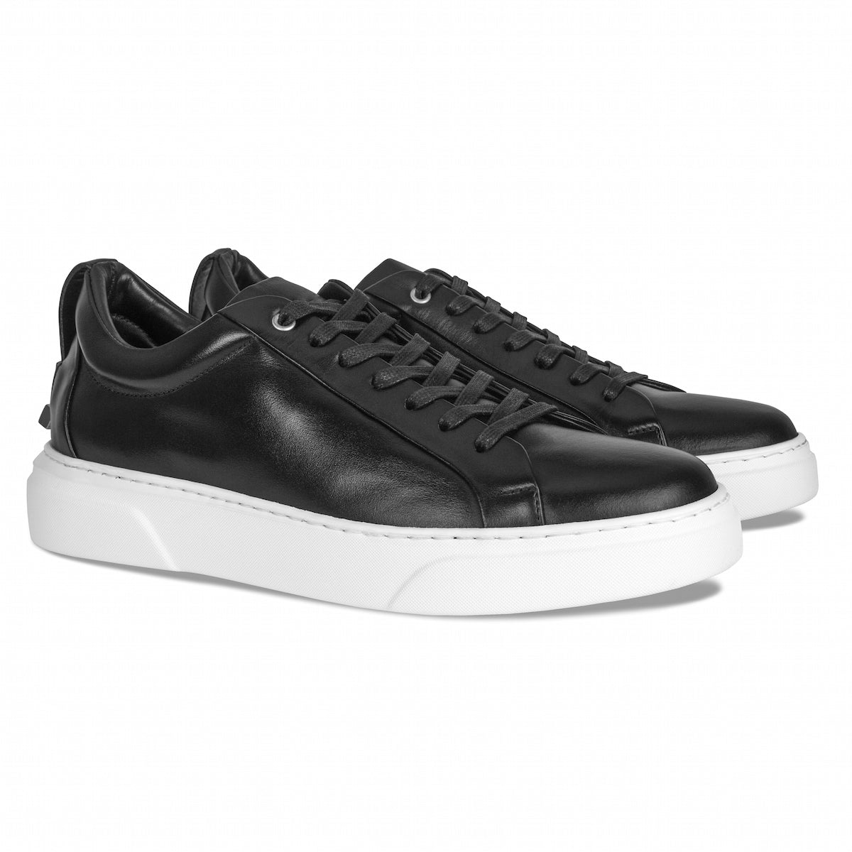 MOCALMO Men's Figaro Leather Sneaker in Black, view 3