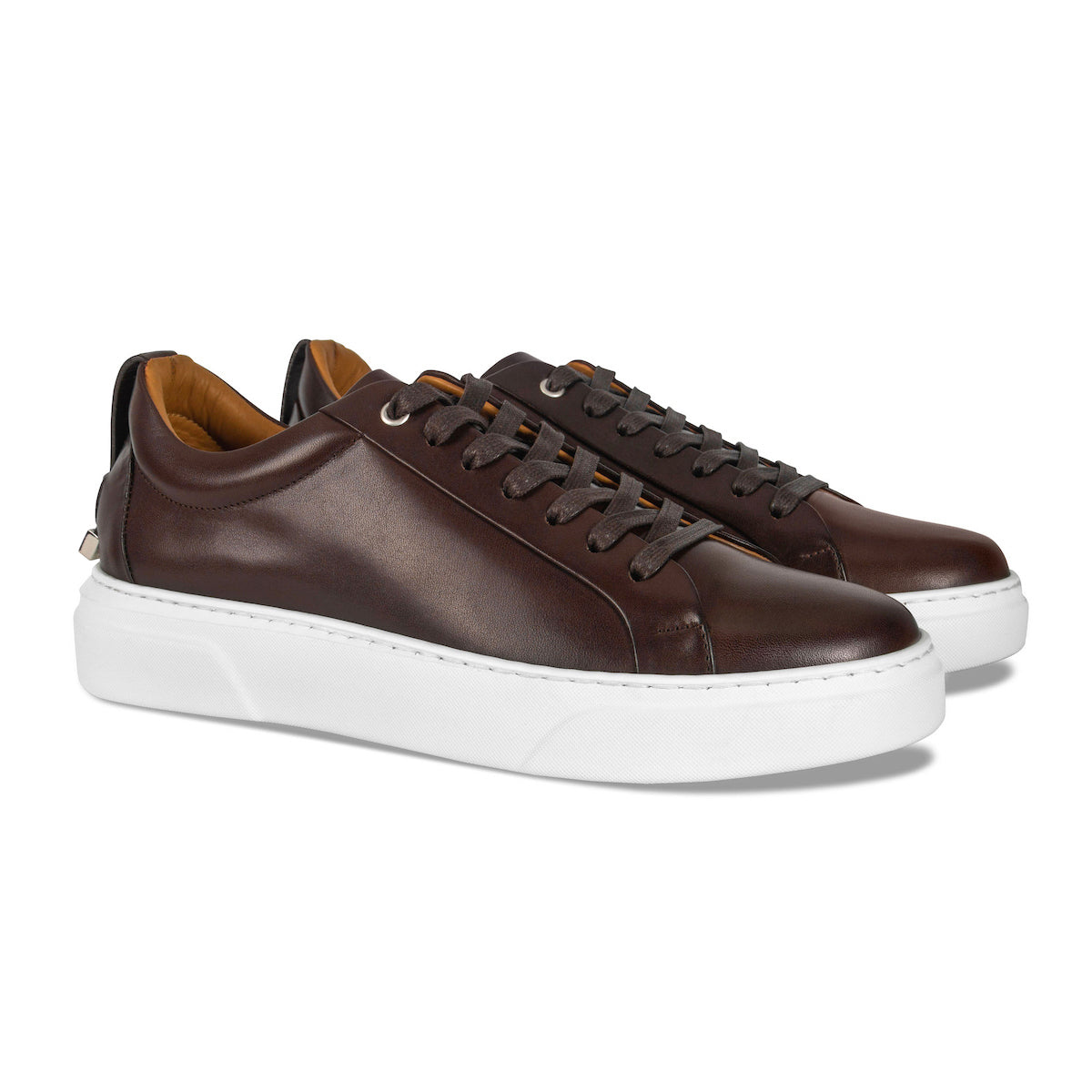 MOCALMO Men's Figaro Leather Sneaker in Espresso, view 3